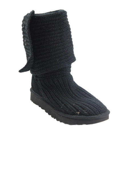 Ugg Womens Classic Cardy Knit Boots Solid Black Size 6
