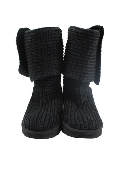 Ugg Womens Classic Cardy Knit Boots Solid Black Size 6