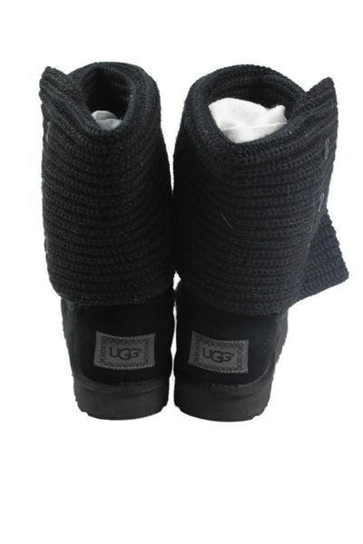 Ugg Womens Classic Cardy Knit Boots Solid Black Size 6