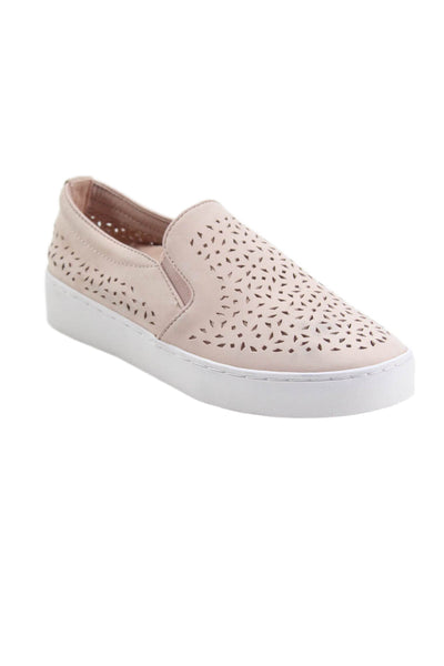 Vince Womens Laser Cut Detail Slip On Athletic Sneaker Shoes Pink Size 5