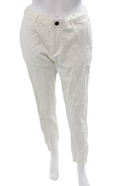 ONIA Women Ankle Cropped Linen Blend White Pants Size S