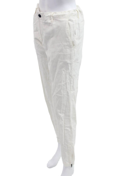 ONIA Women Ankle Cropped Linen Blend White Pants Size S