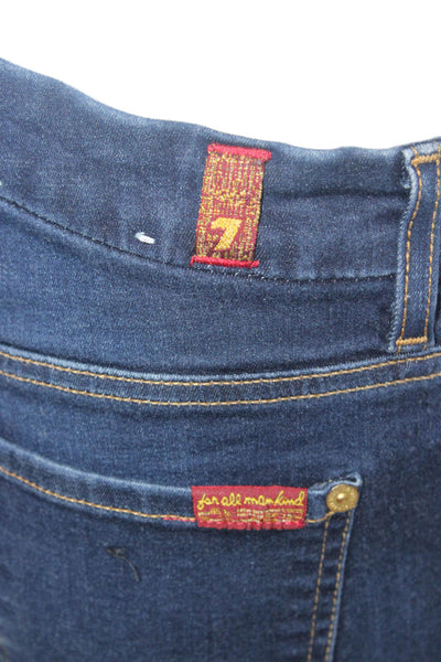7 For All Mankind Women Skinny Ankle Jeans Dark Blue Button Mid Rise Size 25