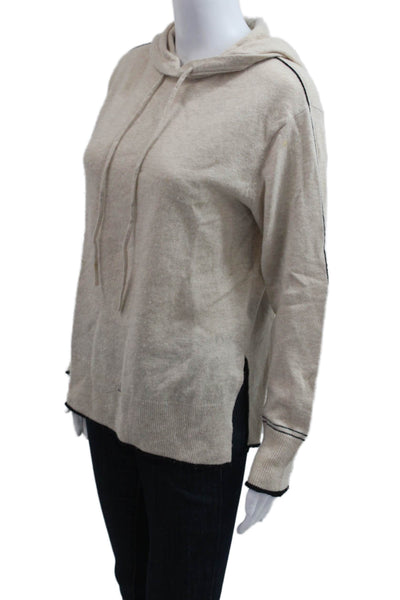 Theory Womens Pullover Hoodie Beige Cashmere Drawstring Long Sleeve Size PP