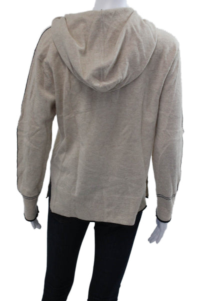Theory Womens Pullover Hoodie Beige Cashmere Drawstring Long Sleeve Size PP