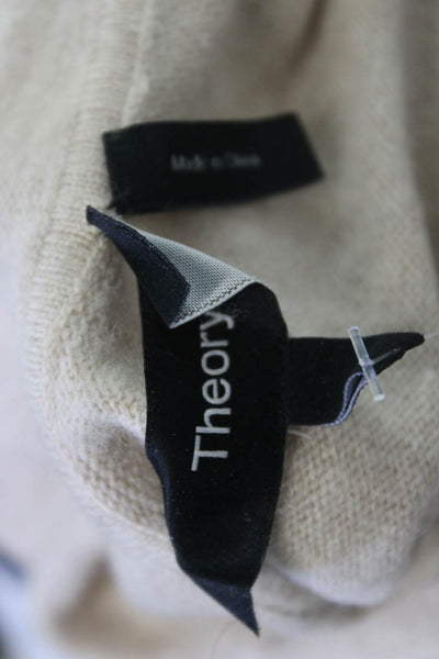 Theory Womens Pullover Hoodie Beige Cashmere Drawstring Long Sleeve Size PP
