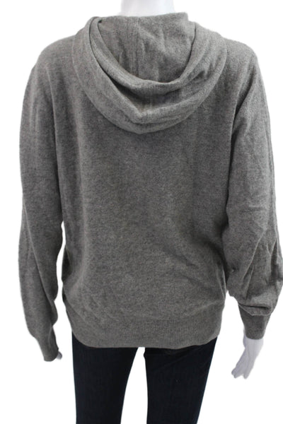 J Crew Women Henley Hoodies Italian Cashmere Gray Long Sleeve Solid Size M