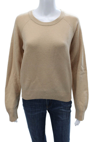 T Alexander Wang Womens Pullover Sweater Beige Wool Crewneck Size L