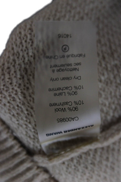 T Alexander Wang Womens Pullover Sweater Beige Wool Crewneck Size L