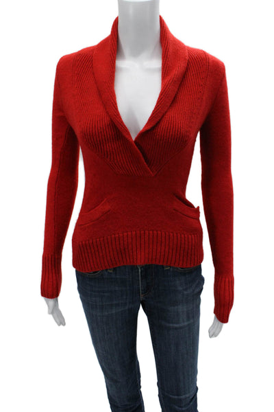 J Crew Womens Red Pullover Sweater Alpaca Merino Acrylic Size XS