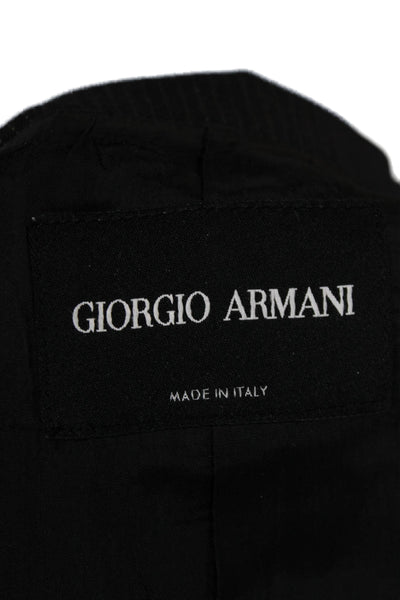 Giorgio Armani Womens Black Striped Blazer V Neck Button Long Sleeve Size 40