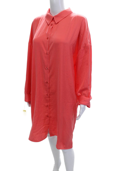 Renuar Women Shirt Dress Pink Collared Long Sleeve 100% Polyester Size 2X