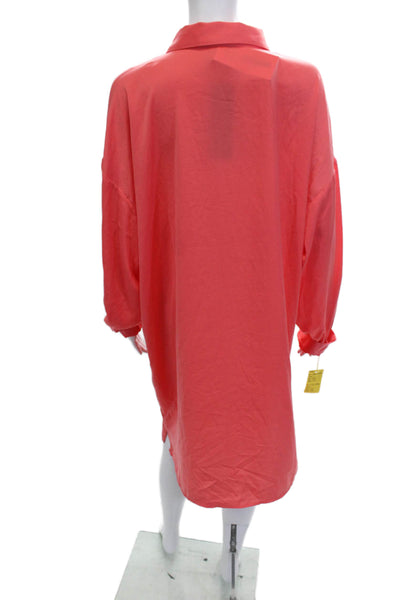 Renuar Women Shirt Dress Pink Collared Long Sleeve 100% Polyester Size 2X