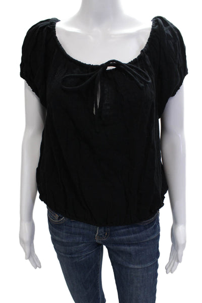 Sundry Women Basic Sleeveless Black Cotton Round Neck Blouse Size 2