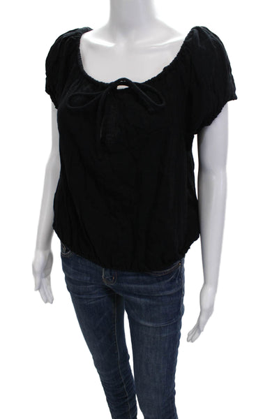 Sundry Women Basic Sleeveless Black Cotton Round Neck Blouse Size 2