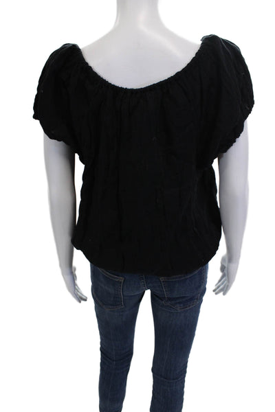 Sundry Women Basic Sleeveless Black Cotton Round Neck Blouse Size 2