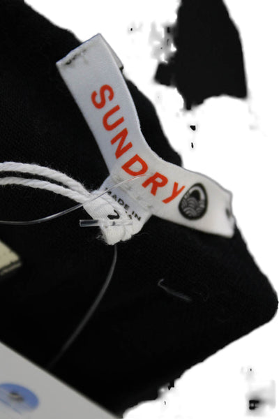 Sundry Women Basic Sleeveless Black Cotton Round Neck Blouse Size 2