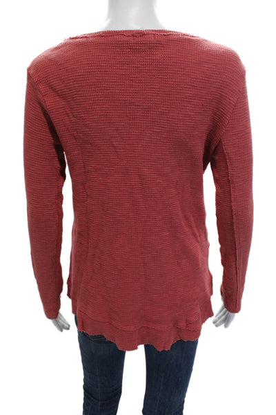 Dylan Womens Boho V Neck Long Sleeve Red Cotton Top Size S