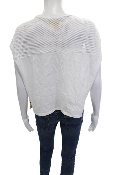 NSF Women Basic Cropped White 100% Cotton Crew Neck T Shirt Size S