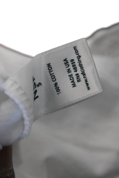 NSF Women Basic Cropped White 100% Cotton Crew Neck T Shirt Size S