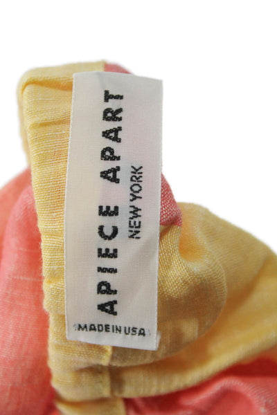 Apiece Apart Women Cropped Striped Pink Linen Blend Tie Sleeveless Top Size XS