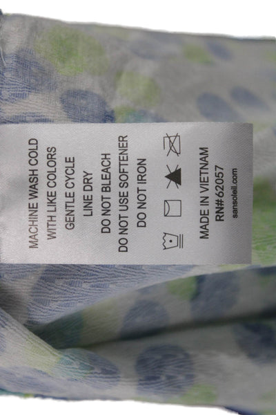 San Soleil Women Blue Polka Dot Long Sleeve Mock Neck Zip Polo Size XS
