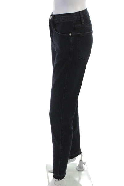 Frame Women Straight Jeans Black High Rise Button Inseam 29 Size 26