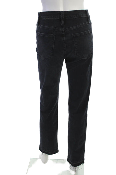Frame Women Straight Jeans Black High Rise Button Inseam 29 Size 26
