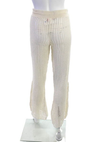 Anna Kosturova Women Beach Drawstring 100% Cotton Pants Beige Size XS