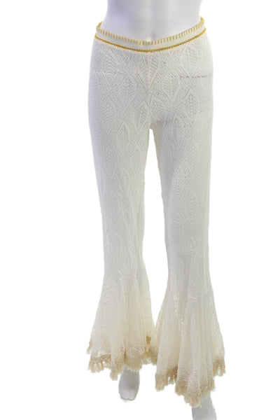 Benedetta Women Bohemian White Nylon Blend Pants Size S