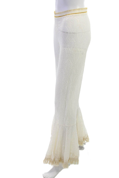 Benedetta Women Bohemian White Nylon Blend Pants Size S