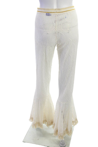Benedetta Women Bohemian White Nylon Blend Pants Size S