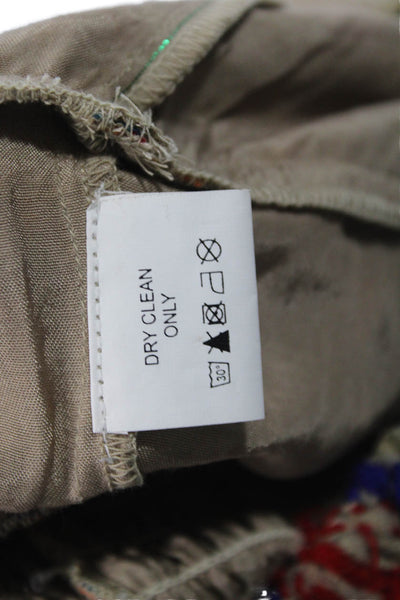 Anouk Grewal Women Peasant Mini Skirt Beige Floral Size S