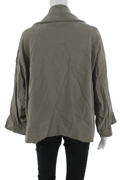 Marla Wynne Womens Green Collared Button 3/4 Sleeve Army Jacket Size 20W