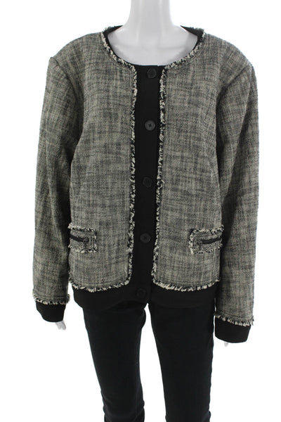 Rachel Roy Women Black Button Long Sleeve Jacket Size 24W