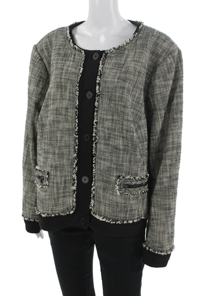 Rachel Roy Women Black Button Long Sleeve Jacket Size 24W