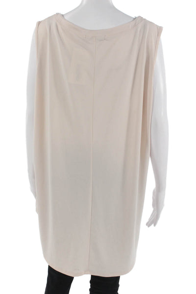 Belldini Womens Tunic Blouse Beige Sleeveless Round Neck 95% Poly Size 3X