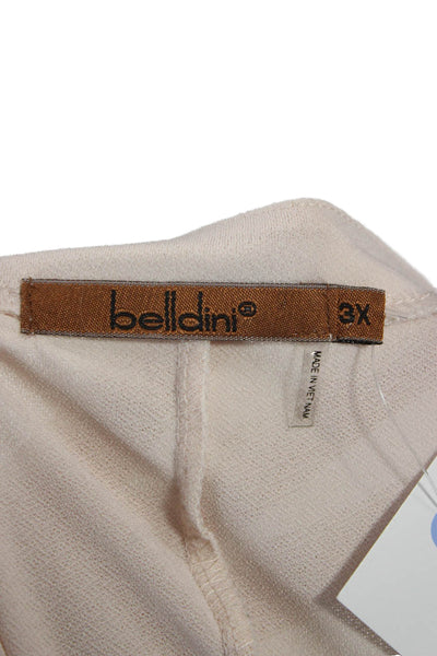 Belldini Womens Tunic Blouse Beige Sleeveless Round Neck 95% Poly Size 3X