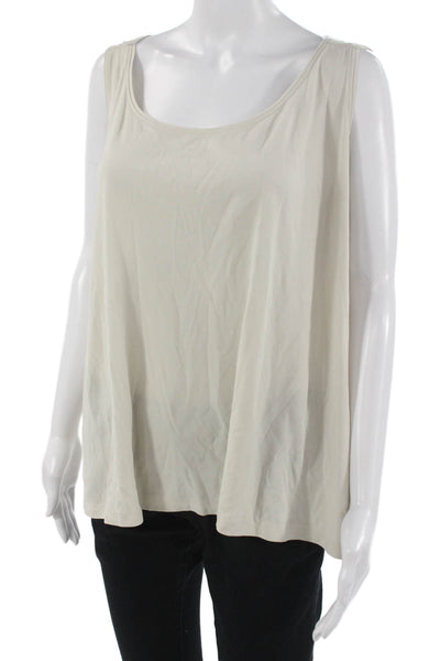 Eileen Fisher Women Sleeveless Tank Beige Polyester Blend Plus Size 2X