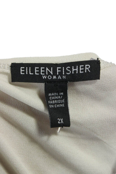 Eileen Fisher Women Sleeveless Tank Beige Polyester Blend Plus Size 2X
