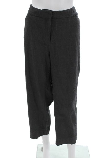 Eileen Fisher Womens Cropped Ankle Dress Pants Dark Gray Wool Blend Size XL