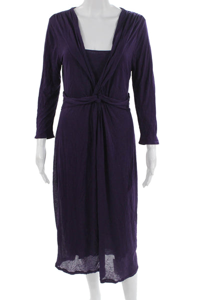 Boden Womens Wrap Dress Purple Long Sleeve Mid Calf Bohemian Size 10