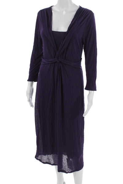 Boden Womens Wrap Dress Purple Long Sleeve Mid Calf Bohemian Size 10