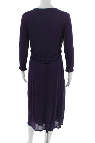 Boden Womens Wrap Dress Purple Long Sleeve Mid Calf Bohemian Size 10