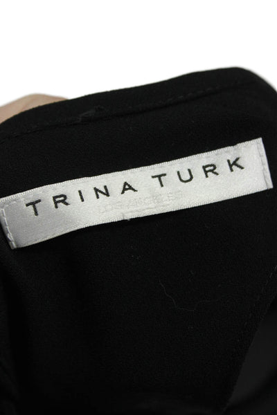 Trina Turk Womens Shift Dress Black Short Sleeve Mini Size 10