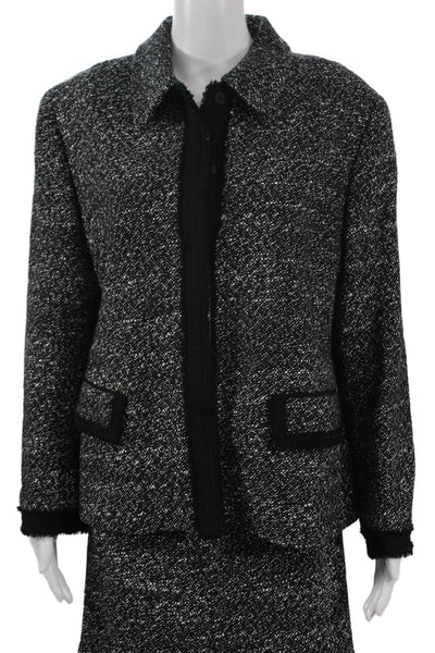 Lafayette 148 New York Womens Tweed Jacket A Line Skirt Suit Black Size 16