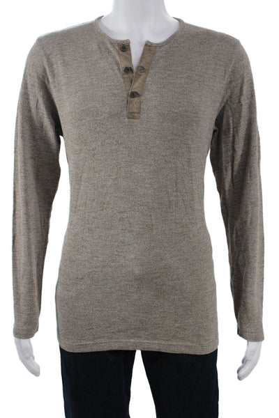 Nordstrom Mens Cotton Henley Neck Long Sleeve Top Brown Size Medium