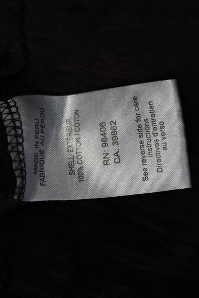 Theory Mens Solid Brown Cotton Long Sleeve T-Shirt Button Front Size M