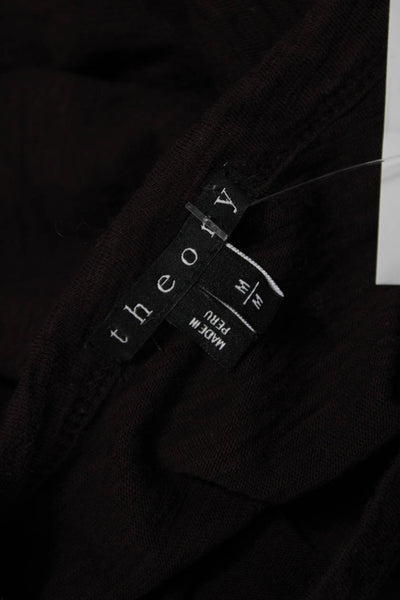 Theory Mens Solid Brown Cotton Long Sleeve T-Shirt Button Front Size M