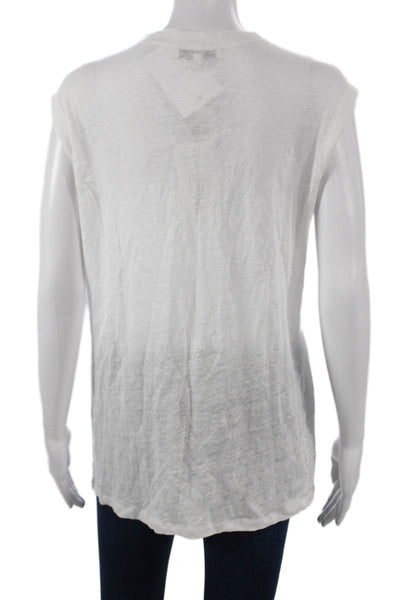 IRO Womens White Linen Lace-Up Sleeveless Tank Bohemian Solid Size L